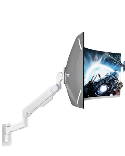 ARES WING Monitor Wall Mount for 24-57 Inch Ultrawide Screen, White - color: White, size: Single Monitor Arm