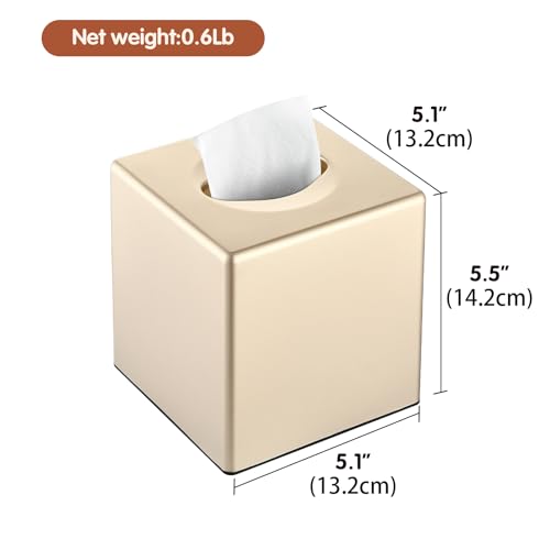 Y-in Hand Square Tissue Box Cover with Removable Bottom, Champagne Gold - color: Champagne Gold