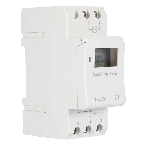 YWBL-WH DIN Rail Timer Switch, 30A LCD Programmable Multi-Voltage