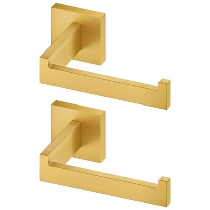 KOKOSIRI Gold Toilet Paper Holder Toilet Roll Holder for Bathroom Kitchen Washroom T-304 Stainless Steel Wall Mounted, 2 Pack, B2003BG-P2 - color: Brushed Gold, size: Without Shelf(2 Pack)