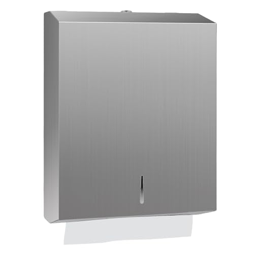 Stardrix Paper Towel Dispenser Wall Mount, Brushed Stainless Steel Commercial Paper Towel Holder with Lock, Large Capacity 400 C Fold/525 Multifold Towels (Pack of 8) - color: Brushed, size: 400 C Fold/525 Multi-Fold with Lock (Pack of 8)