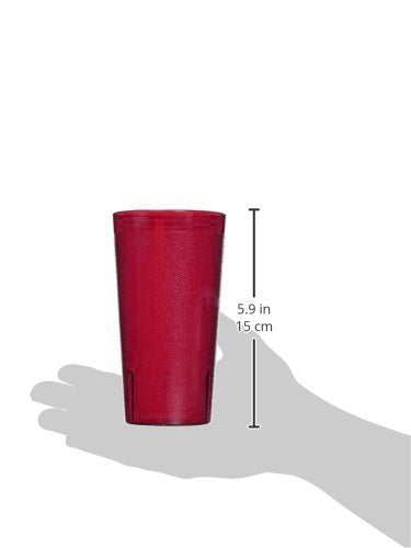 Winco 16 oz Red Pebbled Plastic Tumbler (Set of 12)