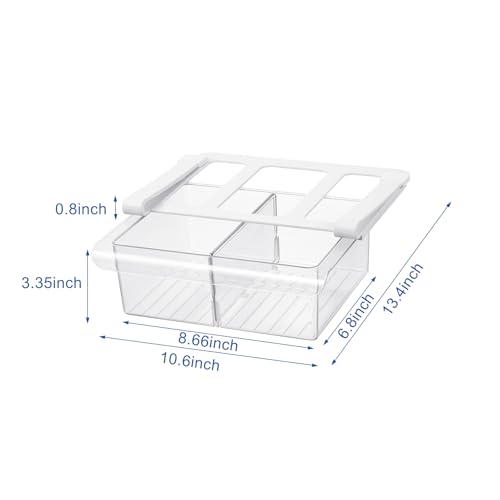 Fridge Drawer Organizer, 3.35" Height x 8.66" Width, Standard Depth - size: 3.35" Height x 8.66" Width