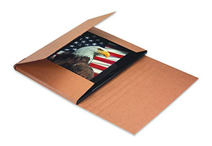 Boxes Fast BFM1291K Corrugated Cardboard Easy-Fold Mailers, 12 1/8 x 9 1/8 x 1 Inches, Fold Over Mailers, Adjustable Die-Cut Shipping Boxes, Multi-Depth, Large Kraft Mailing Boxes (Pack of 50)
