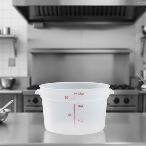TrueCraftware- 12 Quart Round Food Storage Container Translucent Polypropylene- Commercial Reusable Food Container Canister with Measurement Markings for Meal Prep Pantry Kitchen - color: 12 Quart