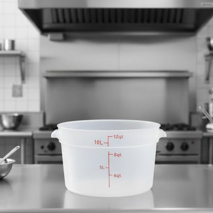TrueCraftware- 12 Quart Round Food Storage Container Translucent Polypropylene- Commercial Reusable Food Container Canister with Measurement Markings for Meal Prep Pantry Kitchen - color: 12 Quart