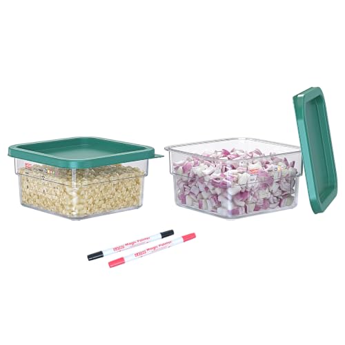 2 Pack 2 QT Commercial Food Storage Containers with Lids, Clear Square Containers for Spices, Pet Food, Treats, Ingredients and Kitchen Organization with FIFO Label Area - size: 2 X 2.0(QT)