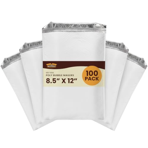 The Boxery 8.5x12" #2 Poly Bubble Mailers 100 Pack, Padded Envelopes, Self Seal, Waterproof Shipping Bags for Shipping & Packaging - size: #2 8.5x12'' (100)