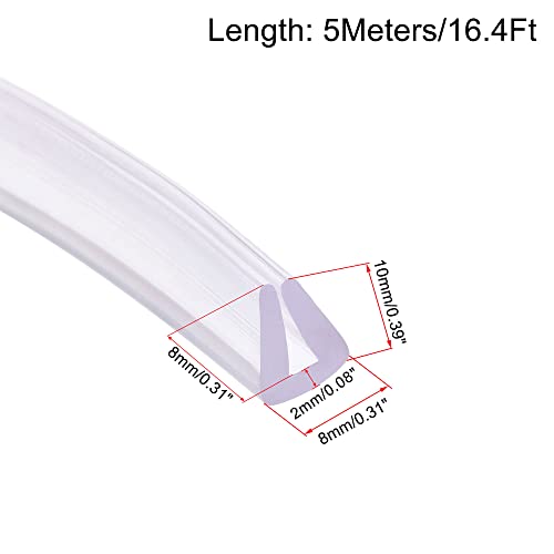 uxcell Trim Seal, PVC U-Seal Channel Edge Protector Sheet, Fits 1-3mm Edge 5Meters/16.4Ft Length, 0.39" Height Transparent - size: 16.4Ft x0.39"