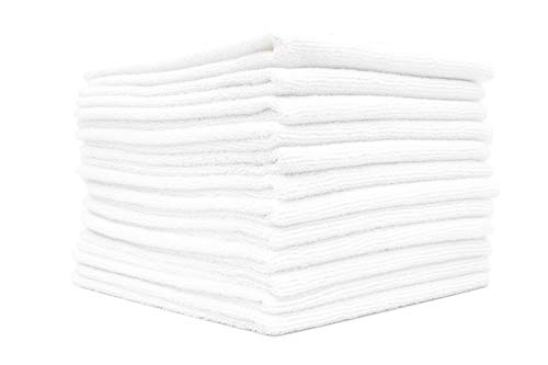 The Rag Company - All-Purpose Microfiber Terry Cleaning Towels - Commercial Grade, Highly Absorbent, Lint-Free, Streak-Free, Kitchens, Bathrooms, Offices, 300gsm, 14in x 14in, White (12-Pack) - color: White, size: 14in x 14in