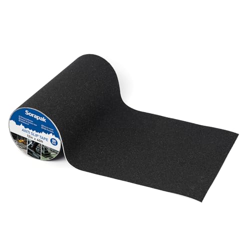 12in x 40 Ft Anti Slip Tape, 80 Grit Black Grip Tape for Stairs - size: 12'' x 40 FT