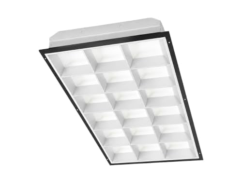 WareLight 2X4 LED Ready Parabolic Troffer Fixture, 18-Cell, 3-Lamp T8 LED Ready (Sold Separately), Non-Shunted Sockets, Single & Double Ended Wiring, 120-277V - size: 2x4