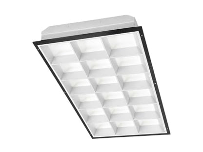 WareLight 2X4 LED Ready Parabolic Troffer Fixture, 18-Cell, 3-Lamp T8 LED Ready (Sold Separately), Non-Shunted Sockets, Single & Double Ended Wiring, 120-277V - size: 2x4