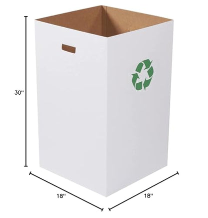 Box USA 40 Gallon 18" L x 18" W x 30" H 10-Pack Cardboard Trash Cans and Recycling Bins, Reusable or Disposable Pop Up Garbage Boxes for Parties, Outdoor Events, Heavy Duty, Recycle - size: 40 Gallon 10-Pk, style: Recycle