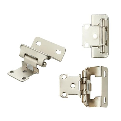 Brushed Nickel Cabinet Hinges 1/2 Inch Overlay 4 Pack(2 Pairs) - color: Brushed Nickel