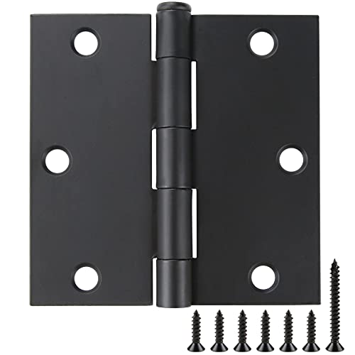 12 Pack Door Hinges Matte Black 3.5 Inch x 3.5" Square Corners - color: Matte Black