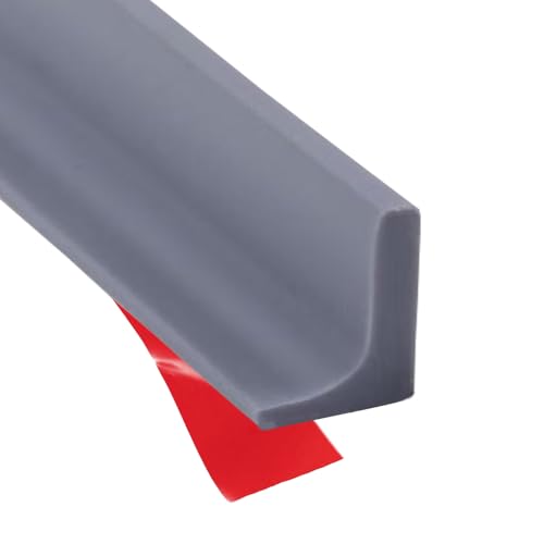 Shower Threshold Water Dam Barrier, Self Adhesive Silicone Waterproof Barrier Bathroom and Kitchen Shower Water Guard for Dry and Wet Separation Caulk Seal Strip Edge Trim (98Inch, Gray) - color: Gray, size: 98Inch