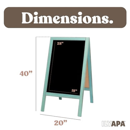 Ilyapa A Frame Chalk Board Easel Sign 40x20 in - Sandwich Signs Outdoor - color: Turquoise