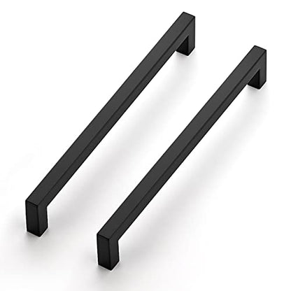 Ravinte Matte Black Cabinet Handles Square Pulls 8-4/5 Inch 10 Pack - size: 9-1/4 Inch (8-4/5 Inch Hole Center)