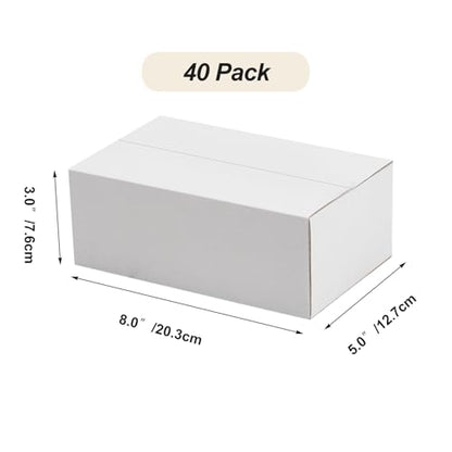 Calenzana 8x5x3 Shipping Boxes Set of 40, White Corrugated Cardboard Box for Mailing Packing Gifts Small Business - size: 8x5x3, style: 40 Pack