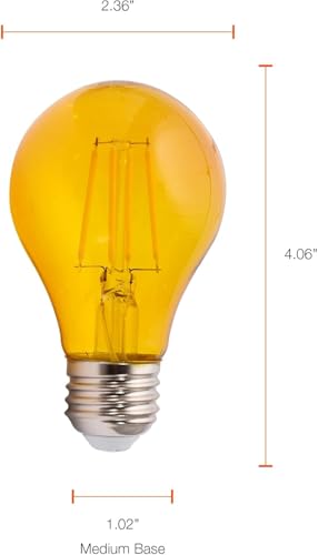 LEDVANCE Sylvania LED Yellow Glass Filament A19 Light Bulb, Dimmable, Efficient 4.5W, E26 Medium Base, 1 Pack - color: Yellow, size: 1 Count (Pack of 1)