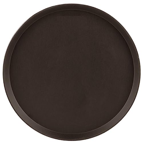 TrueCraftware- 16" Round Serving Tray Fiberglass Brown Set of 2- Non Slip Surface Service Trays Round Tray Plastic Food Meals Server Tray for Home Kitchen Restaurant Cafeteria Bar Hotel - color: Brown, size: 16" Round