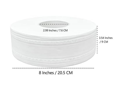 Commercial 3 Ply Jumbo Tissue Roll, 8'' Diameter (20cm), White, (4 Rolls/Carton)
