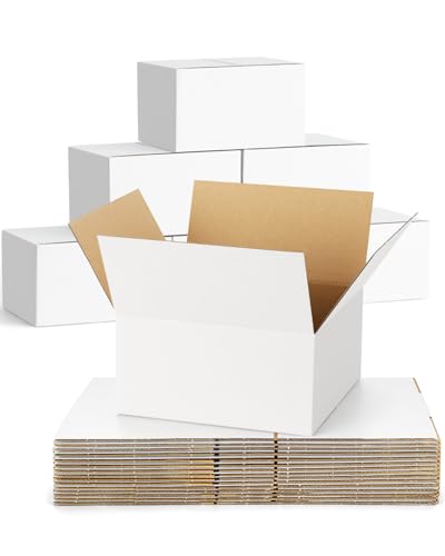 40-Pack-Small-Shipping-Boxes-8x8x4, Corrugated-Cardboard-Boxes-for-Packaging-Small-Business, White-Boxes-Mailers - color: White, size: 8x8x4 inches