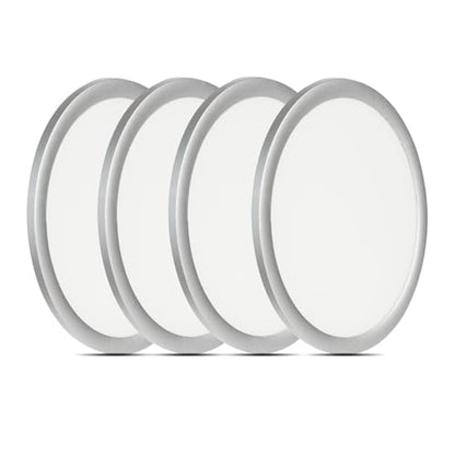 Flush Mount LED Lighting Round - 8 Inch Dimmable 5CCT Ultra Thin Surface Mount Light, No Flicker and Edge-lit Flat Panel Light for Wet Location, 8 Inch 4Pack Silver - color: Silver-4 Pack, size: 8 Inch