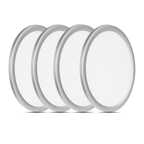 Flush Mount LED Lighting Round - 8 Inch Dimmable 5CCT Ultra Thin Surface Mount Light, No Flicker and Edge-lit Flat Panel Light for Wet Location, 8 Inch 4Pack Silver - color: Silver-4 Pack, size: 8 Inch