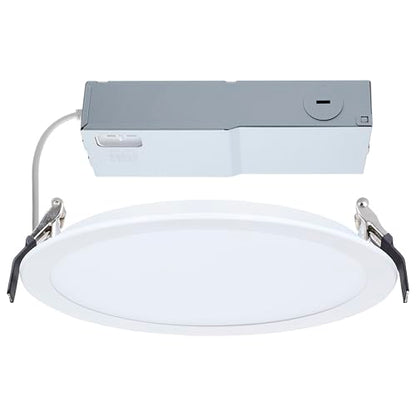 Satco 20W 8-Inch LED Downlight CCT Selectable 2700K–5000K 2000 Lumens Dual Dimming 120–277V Flat Face Round White IC Air Tight Energy Star Wet Rated S11847