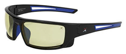 X Power ANSI Z87+ Safety Sunglasses Impact Resistant Polycarbonate Lens & Double Injection Frame - color: 002 Black & Blue Frame / Yellow Lens