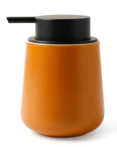 BosilunLife Ceramic Soap Dispenser - Dish Soap Dispenser for Bathroom 12Oz - color: Orange