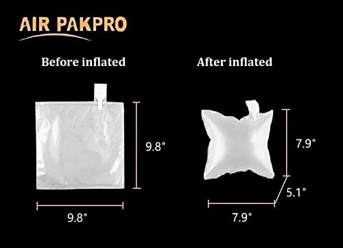 100 Pack with Hand Pump AIR PAKPRO 9.8"X9.8" Clear Plastic Inflatable Air Packaging Bags Air Pillows Air Cushions Buffer Bags Void Fill Cushioning for Shipping and Packaging