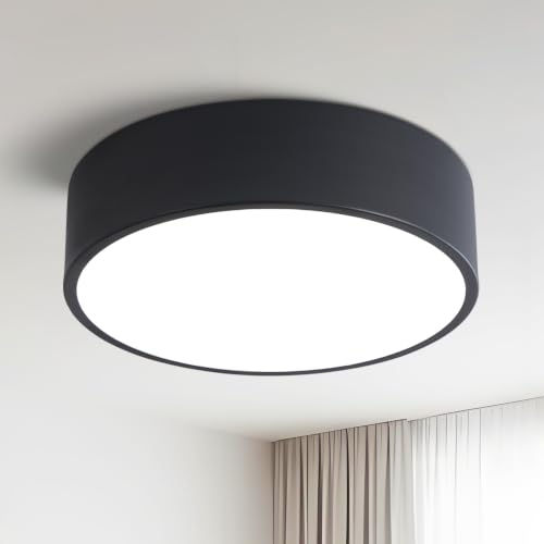 11.81in Dimmable Modern Black Flush Mount LED Ceiling Light Fixture - color: Black, size: 11.81 inch