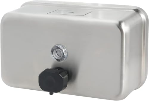 Commercial Soap Dispenser Wall Mount – Antirust Stainless Steel Soap Dispenser Liquid 38.8oz Large Capacity (Horizontal), Anti-Leak SUS304 Brushed Metal for Bathroom & High-Traffic Areas - size: Horizontal 38.8oz