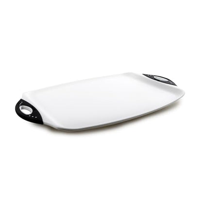 Dexas Chop & Serve Cutting Board, 12.5 x 20 Inch, Large Kitchen Prep and Serving Board with Handles, BPA-Free Dishwasher Safe, White and Black - color: White, size: 20.3"L x 12.5"W