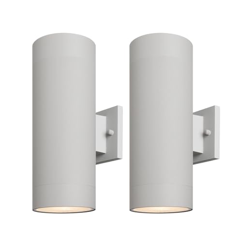 mirrea 14" Modern Outdoor Porch Light in 2 Lights, Matte Gray, 2 Pack - color: Matte Gray, size: 14-inch