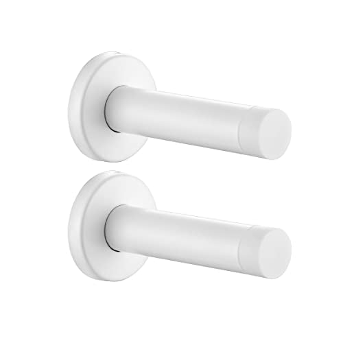 JQK Door Stopper White, 304 Stainless Steel Thicken 1mm Sound Dampening Door Stop Bumper Wall Protetor 2 Pack, DSB5-WH-P2 - color: White, size: 2 Pack