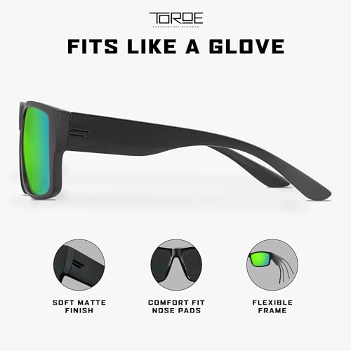 TOROE VALLEY Polarized z87+ Men Sunglasses - color: Matte Black | Black Emblem | Midnight Green