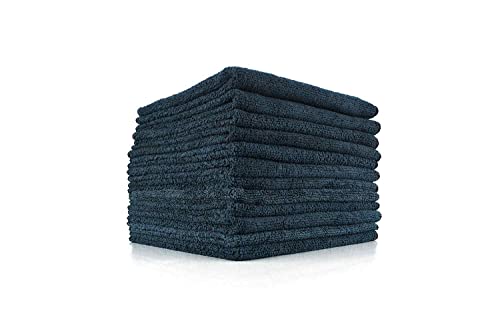 The Rag Company - All-Purpose Microfiber Terry Cleaning Towels - Commercial Grade, Highly Absorbent, Lint-Free, Streak-Free, Kitchens, Bathrooms, Offices, 300gsm, 12in x 12in, Midnight (12-Pack) - color: Midnight, size: 12in x 12in