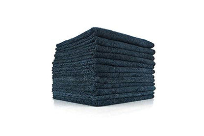 The Rag Company - All-Purpose Microfiber Terry Cleaning Towels - Commercial Grade, Highly Absorbent, Lint-Free, Streak-Free, Kitchens, Bathrooms, Offices, 300gsm, 12in x 12in, Midnight (12-Pack) - color: Midnight, size: 12in x 12in