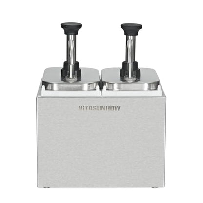 4L Sauce Pump Dispenser, Stainless Steel 2-Head - color: 4.22qt