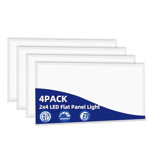 WYZM 4 Pack LED Flat Panel Light Drop Ceiling Office Fixture,7800LM - size: 4-pack 2X4FT panel