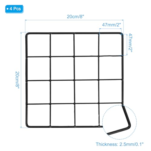PATIKIL Wall Grid Panel Metal Wire Photo 8x8 Black 4Pcs - color: Black, size: 8x8inch