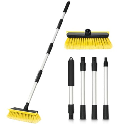 Ordenado 56" Car Wash Brush with Long Handle, Soft Bristle& Rubber Squeegee - color: Yellow