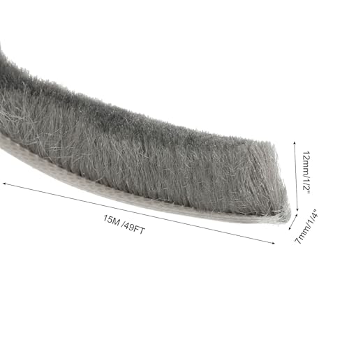 uxcell Self Adhesive Brush Seal Weather Stripping 1/2" x 1/4" x 49ft, Door Brush Strip for Sliding Sash Door Window Wardrobe Seal, Gray - color: Gray, size: 1/2" x 1/4" x 49ft