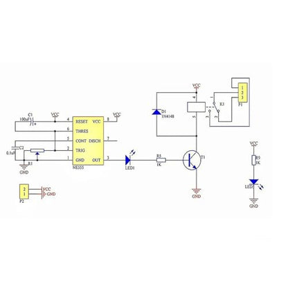 NE555 Adjustable Delay Timer Module, 12V DC