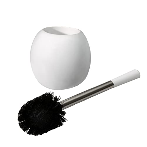 Bath Bliss Ceramic Dome Brush & Holder Set, Decorative, Modern, Freestanding, Heavy Duty Cleaning Toilet-Brushes, (Pack of 1), White - color: White, size: 1 Count (Pack of 1)