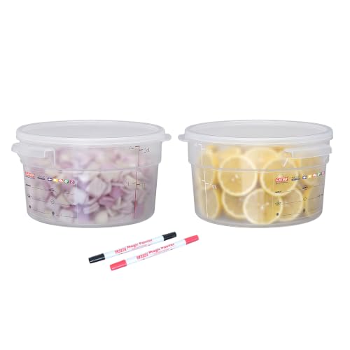2 Pack 2QT Commercial Round Food Storage Containers with Lids - size: 2 X 2.0(QT)